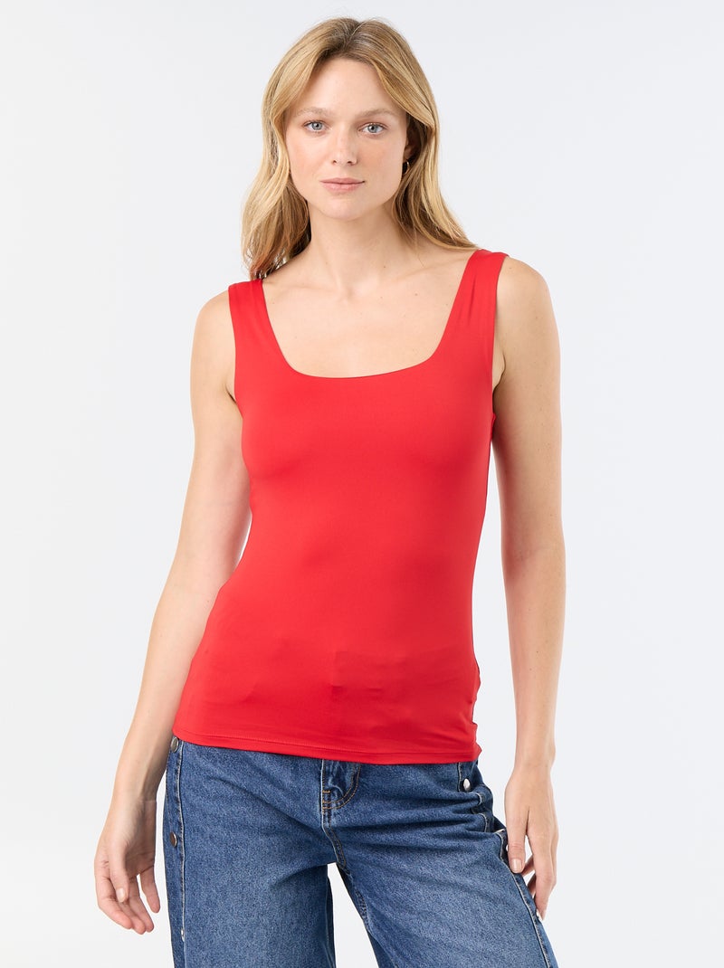 Camiseta de tirantes anchos cuello cuadrado Rojo - Kiabi