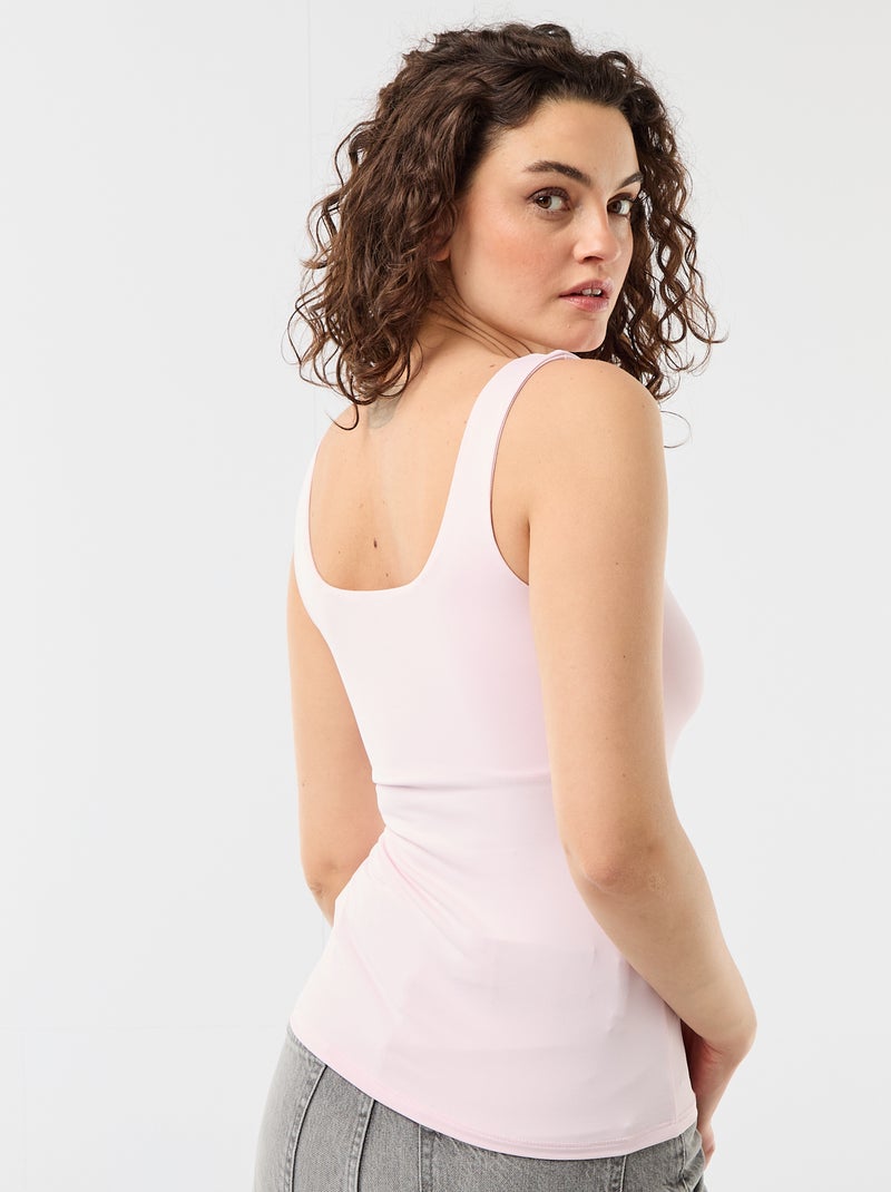 Camiseta de tirantes anchos cuello cuadrado Rosa - Kiabi