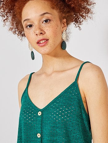 Camiseta de tirantes anudada de punto calado - Kiabi