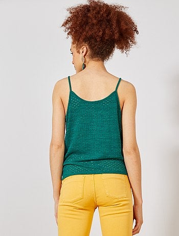 Camiseta de tirantes anudada de punto calado - Kiabi