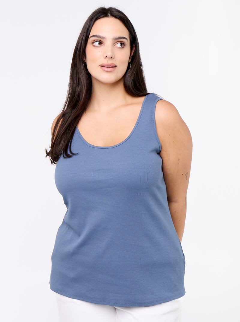 Camiseta de tirantes básica acanalada Azul - Kiabi