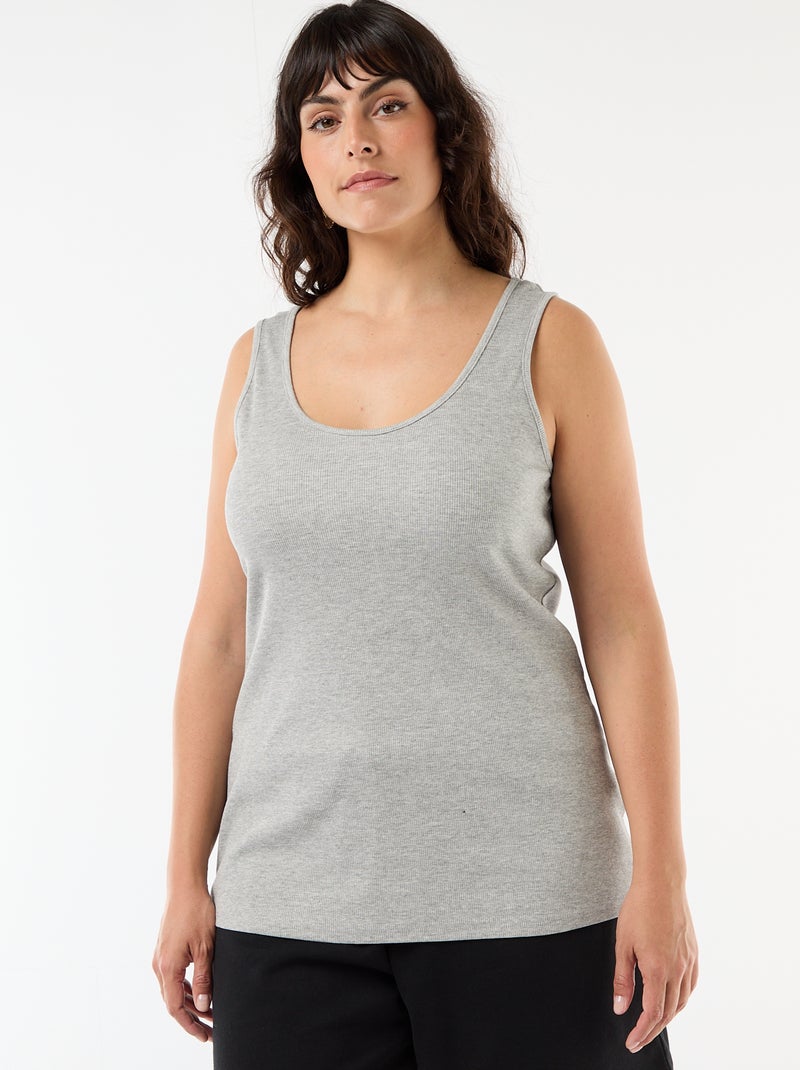 Camiseta de tirantes básica acanalada Gris - Kiabi