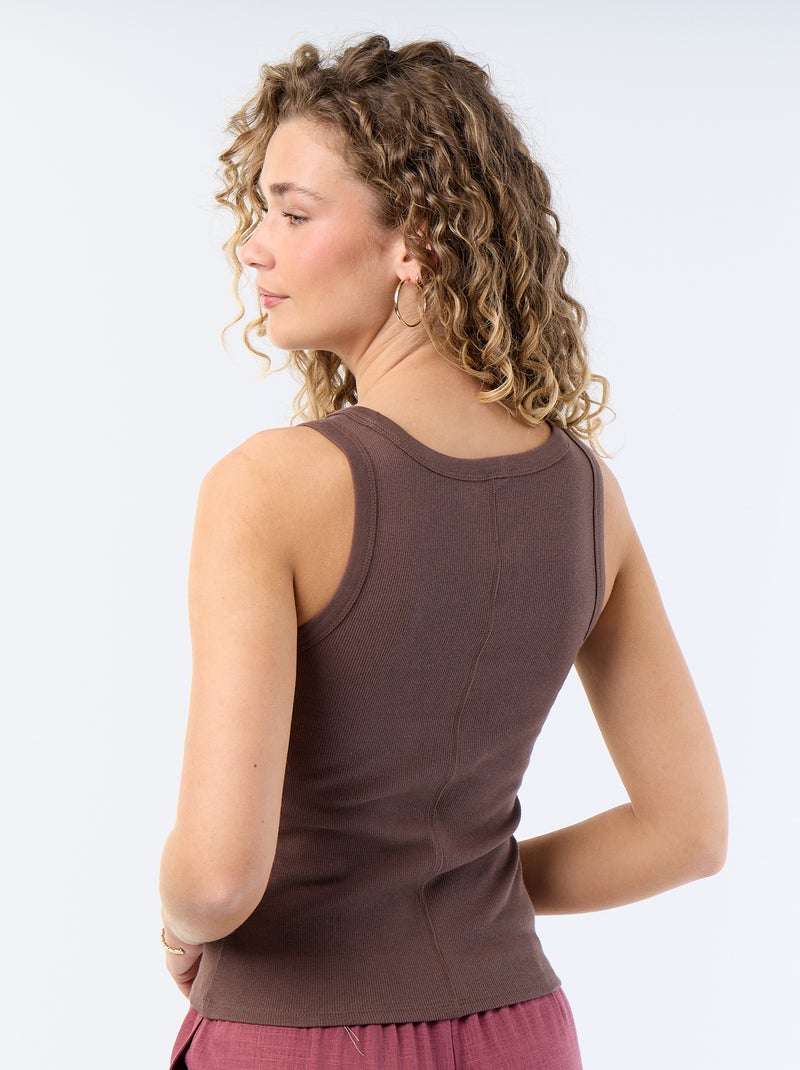 Camiseta de tirantes básica acanalada Marron - Kiabi