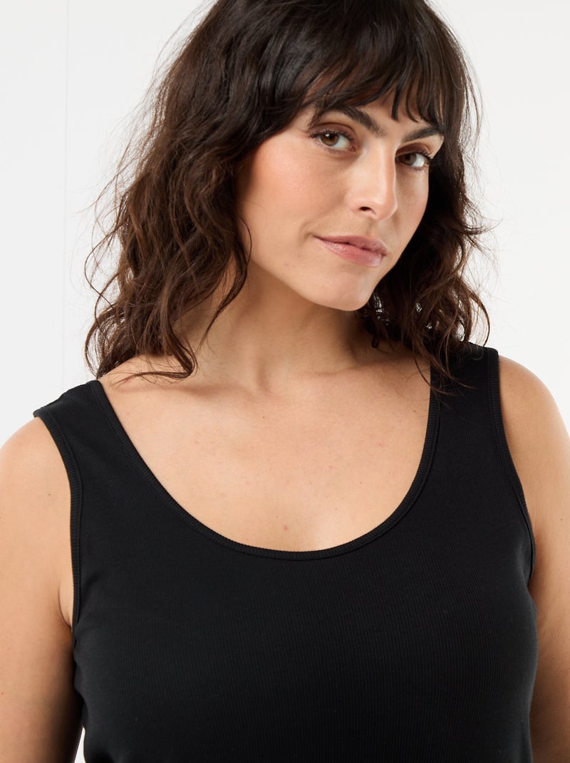 Camiseta de tirantes básica acanalada Negro - Kiabi