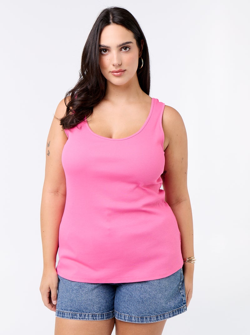 Camiseta de tirantes básica acanalada Rosa - Kiabi