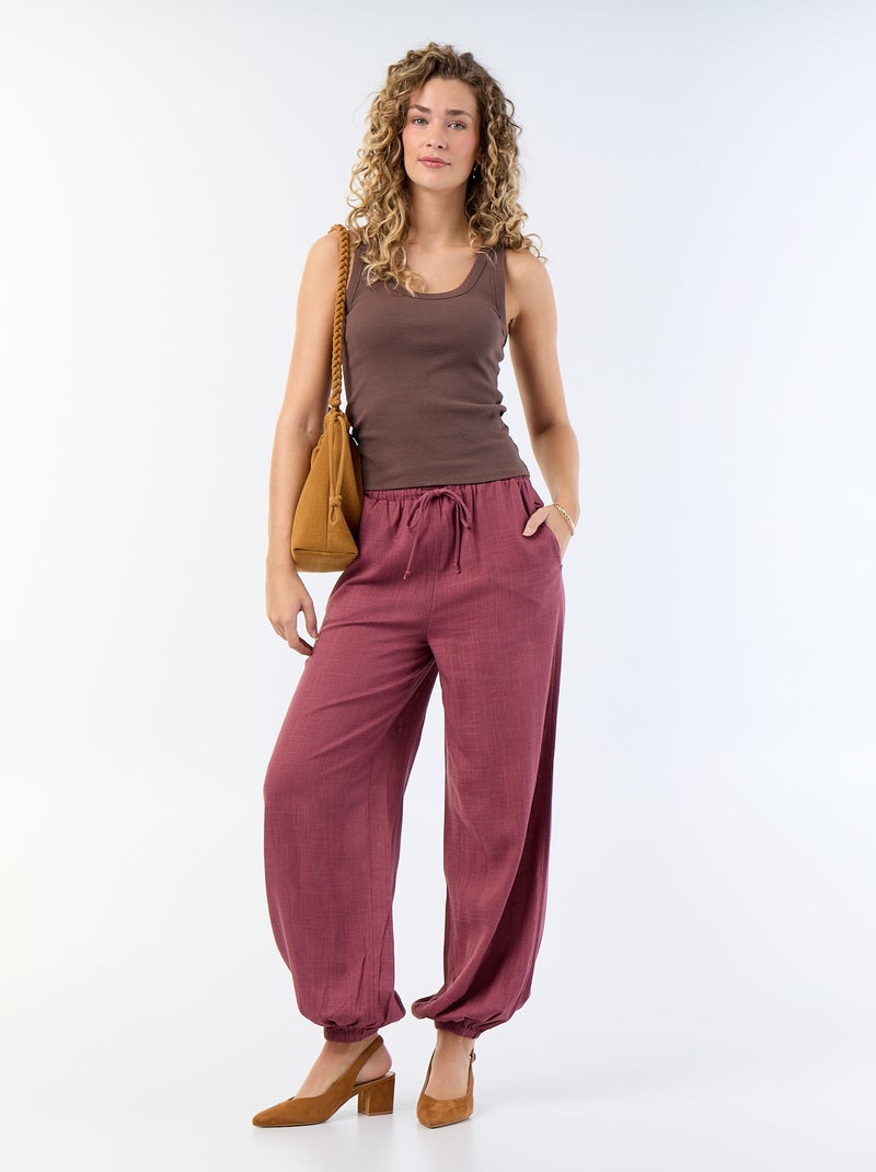 Camiseta de tirantes básica de canalé Marron - Kiabi