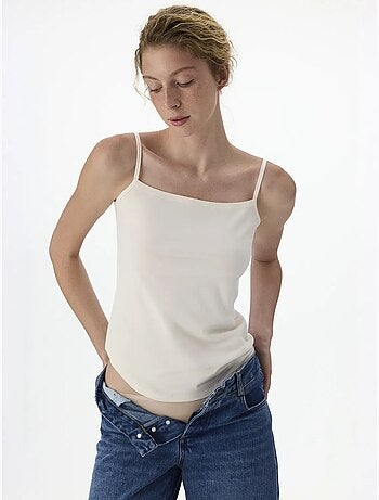 Camiseta de tirantes cami de algodón con cuello cuadrado penti