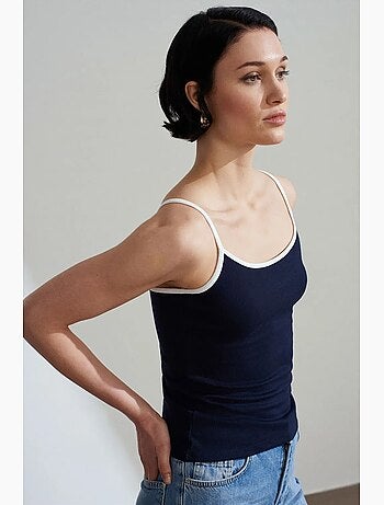 Camiseta de tirantes canalé color block dilvin
