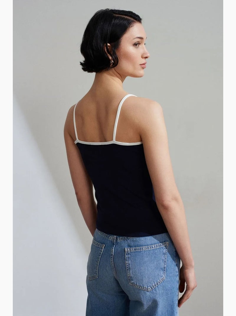 Camiseta de tirantes canalé color block dilvin Azul marino - Kiabi