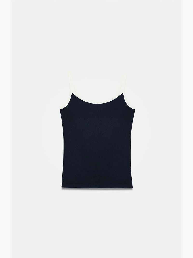 Camiseta de tirantes canalé color block dilvin Azul marino - Kiabi