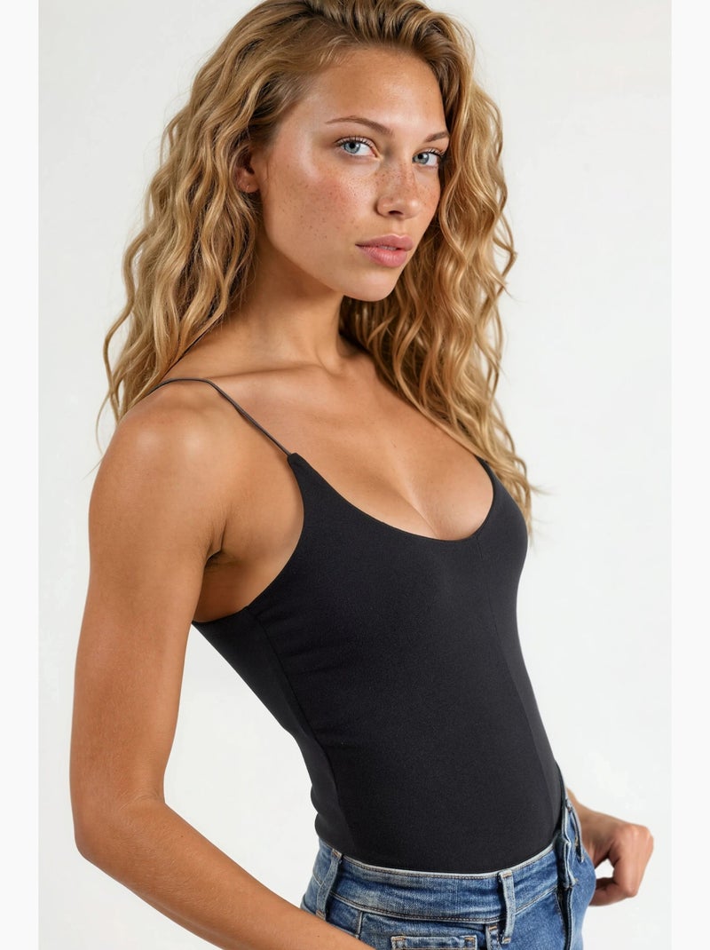 Camiseta de tirantes canalé escote redondo ajustada busem Negro - Kiabi