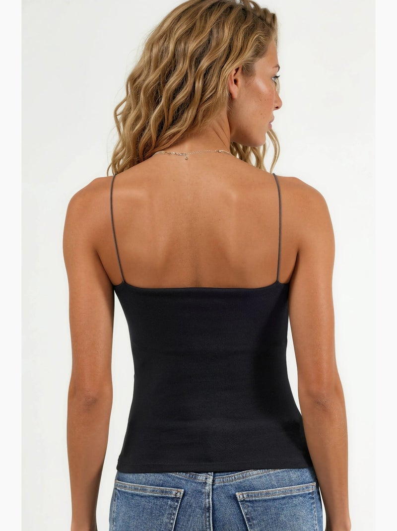 Camiseta de tirantes canalé escote redondo ajustada busem Negro - Kiabi