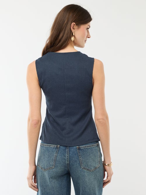 Camiseta de tirantes con abertura de botones dorados martillados - Kiabi