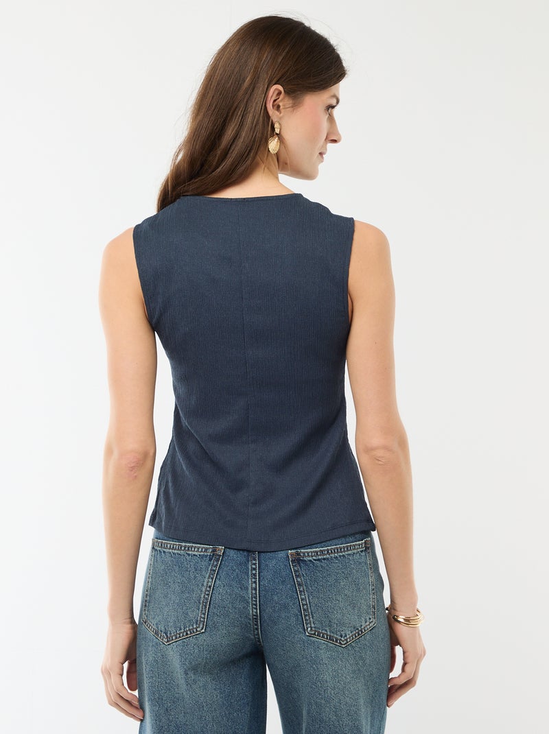 Camiseta de tirantes con abertura de botones dorados martillados Azul - Kiabi