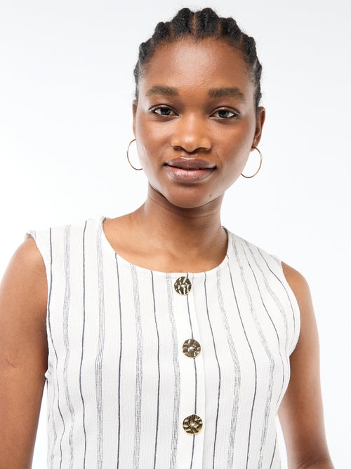 Camiseta de tirantes con abertura de botones dorados martillados - Kiabi