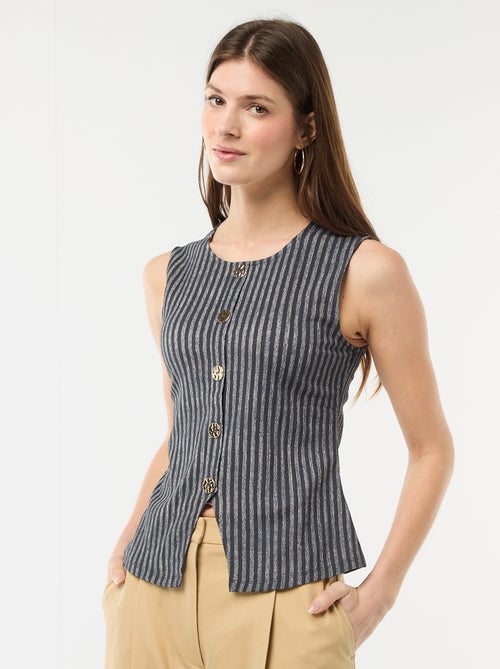 Camiseta de tirantes con abertura de botones dorados martillados - Kiabi