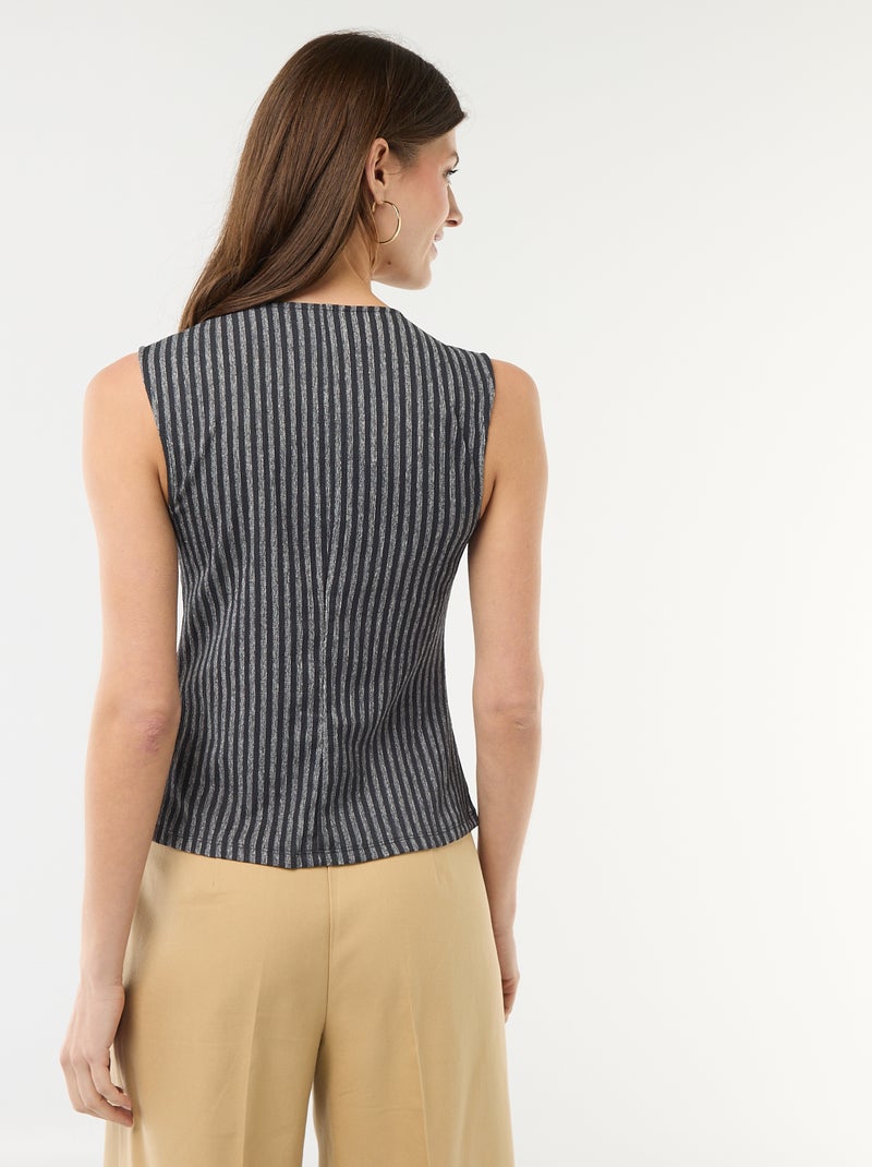 Camiseta de tirantes con abertura de botones dorados martillados Gris - Kiabi