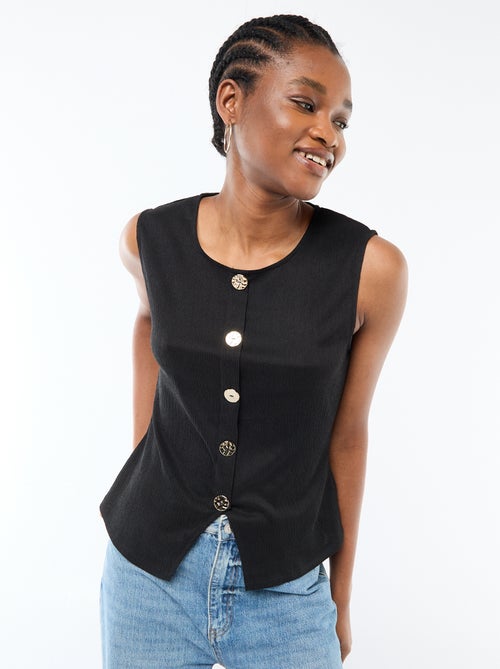 Camiseta de tirantes con abertura de botones dorados martillados - Kiabi