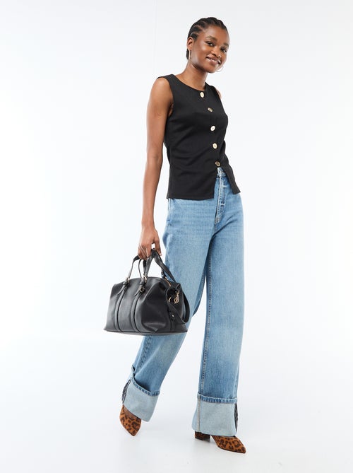 Camiseta de tirantes con abertura de botones dorados martillados - Kiabi