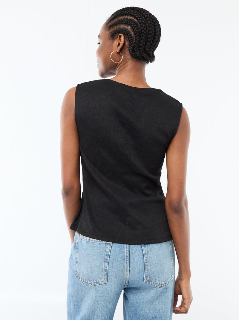 Camiseta de tirantes con abertura de botones dorados martillados Negro - Kiabi