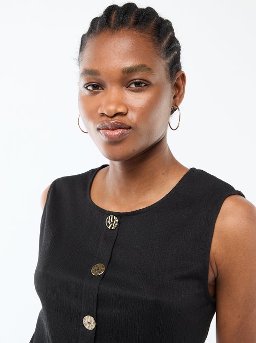 Camiseta de tirantes con abertura de botones dorados martillados - Kiabi