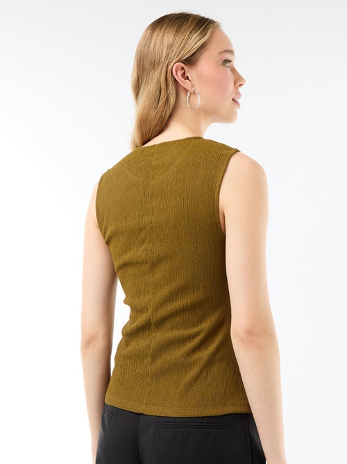 Camiseta de tirantes con abertura de botones dorados martillados - Kiabi