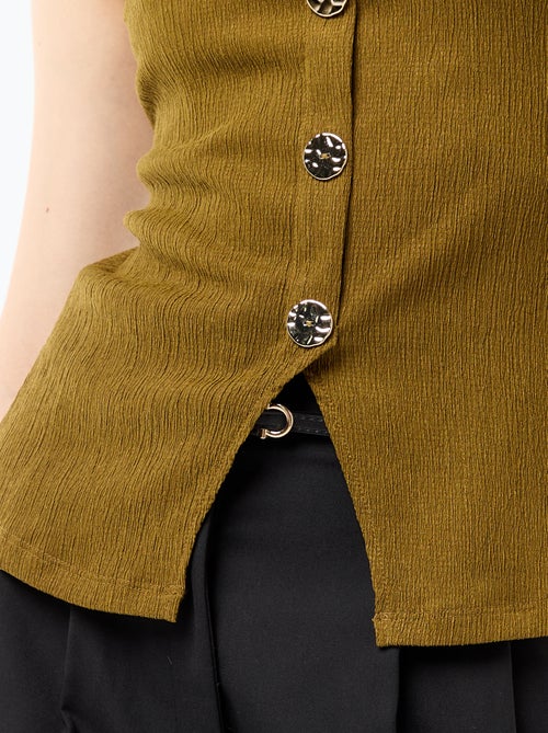 Camiseta de tirantes con abertura de botones dorados martillados - Kiabi