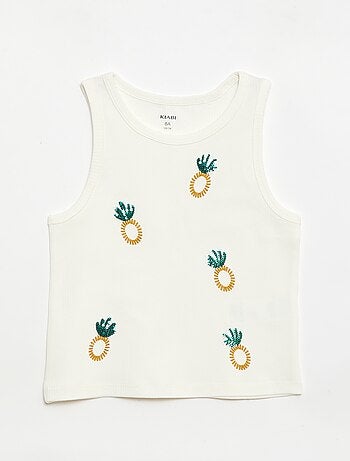 Camiseta de tirantes con bordados fantasía