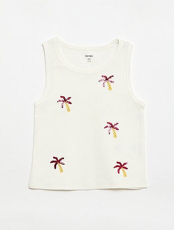 Camiseta de tirantes con bordados fantasía