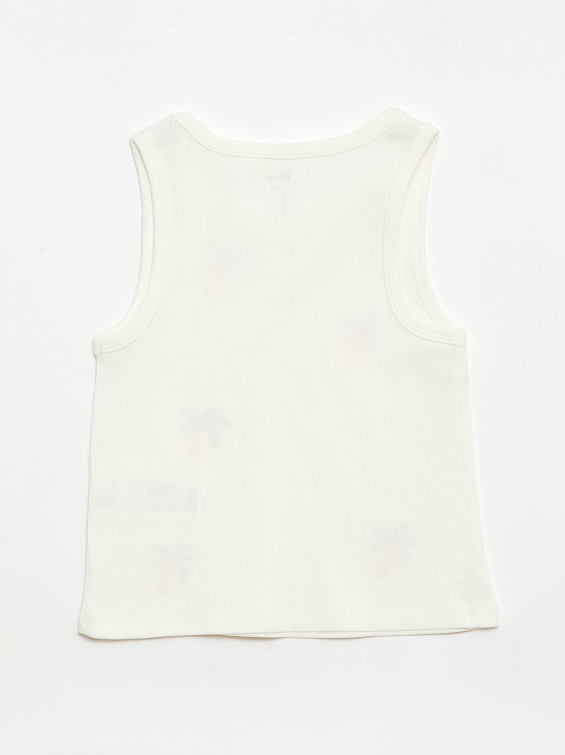 Camiseta de tirantes con bordados fantasía Blanco - Kiabi
