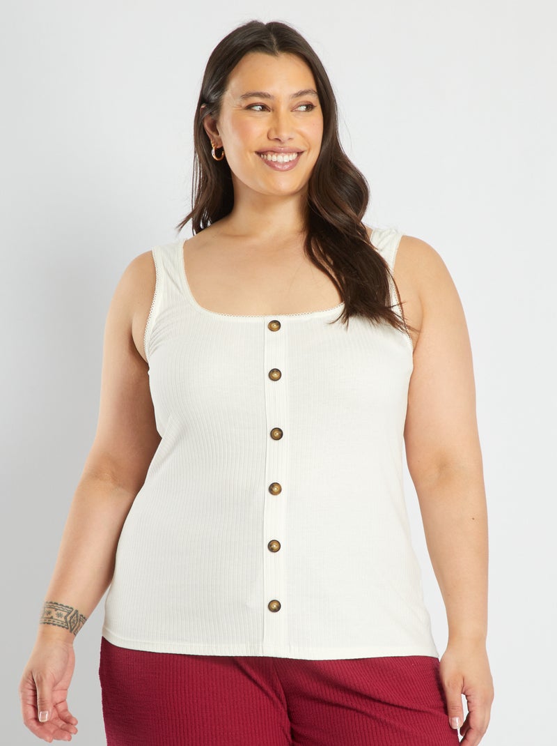 Camiseta de tirantes con botones de fantasía BLANCO - Kiabi