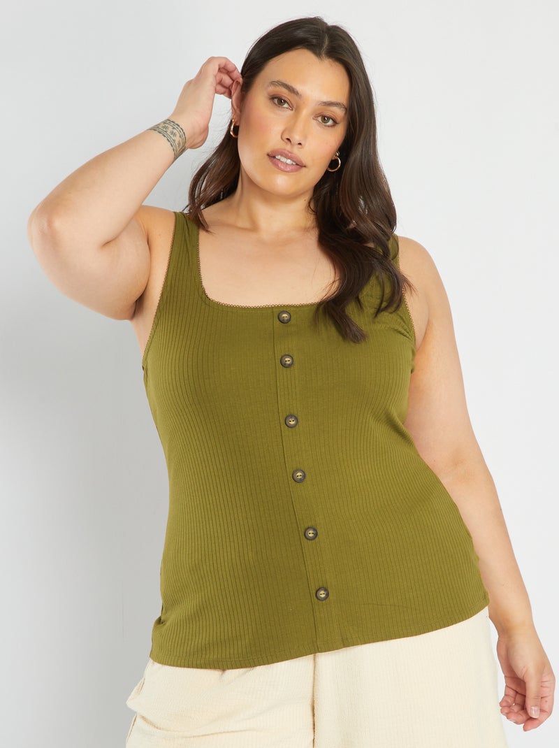 Camiseta de tirantes con botones de fantasía VERDE - Kiabi