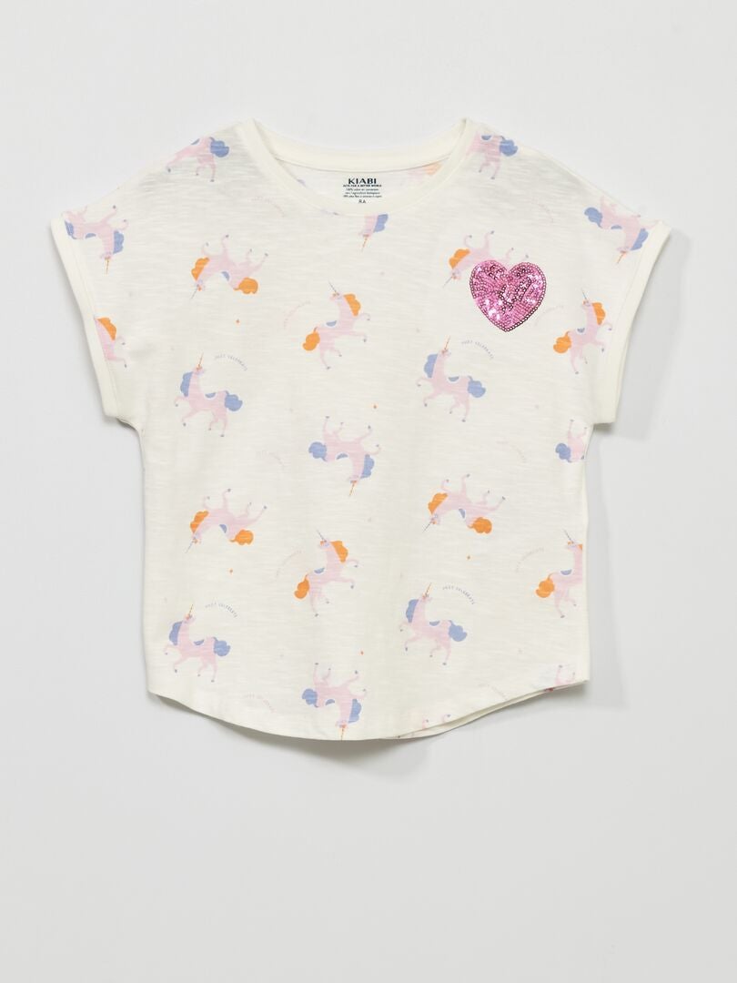 Camiseta de tirantes con corazón de lentejuelas BLANCO - Kiabi