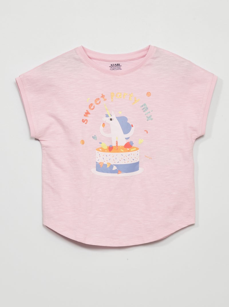 Camiseta de tirantes con corazón de lentejuelas ROSA - Kiabi