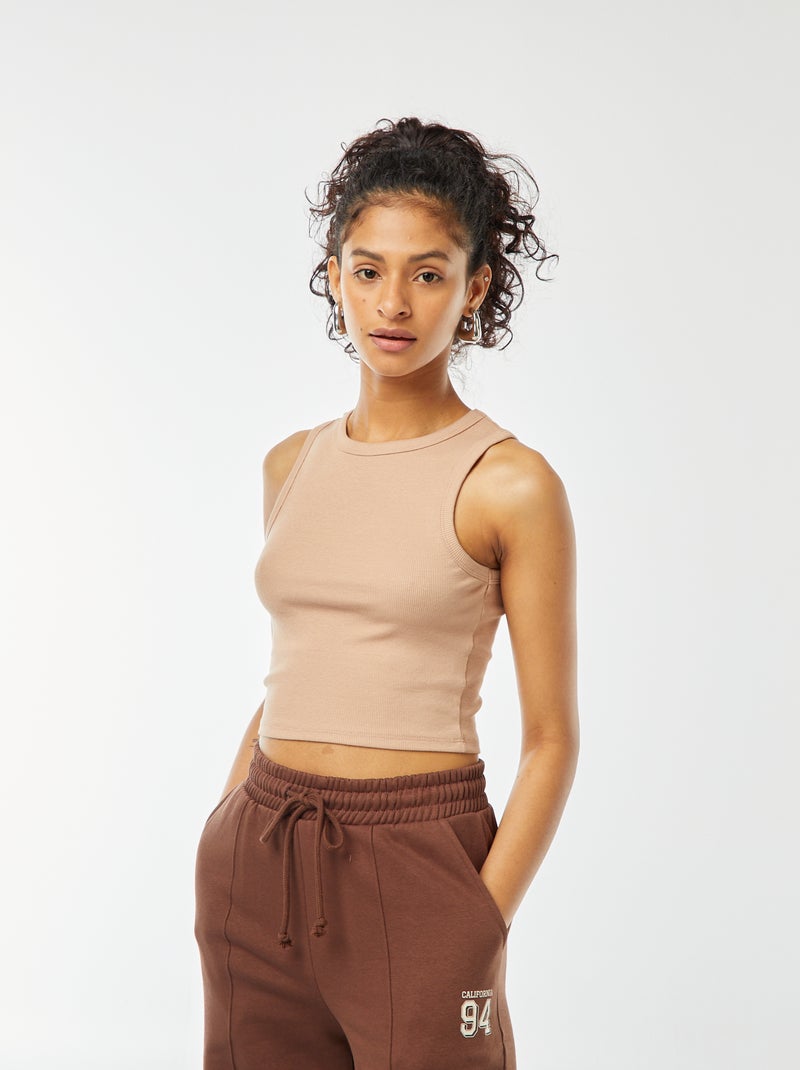 Camiseta de tirantes con cuello americano Beige - Kiabi