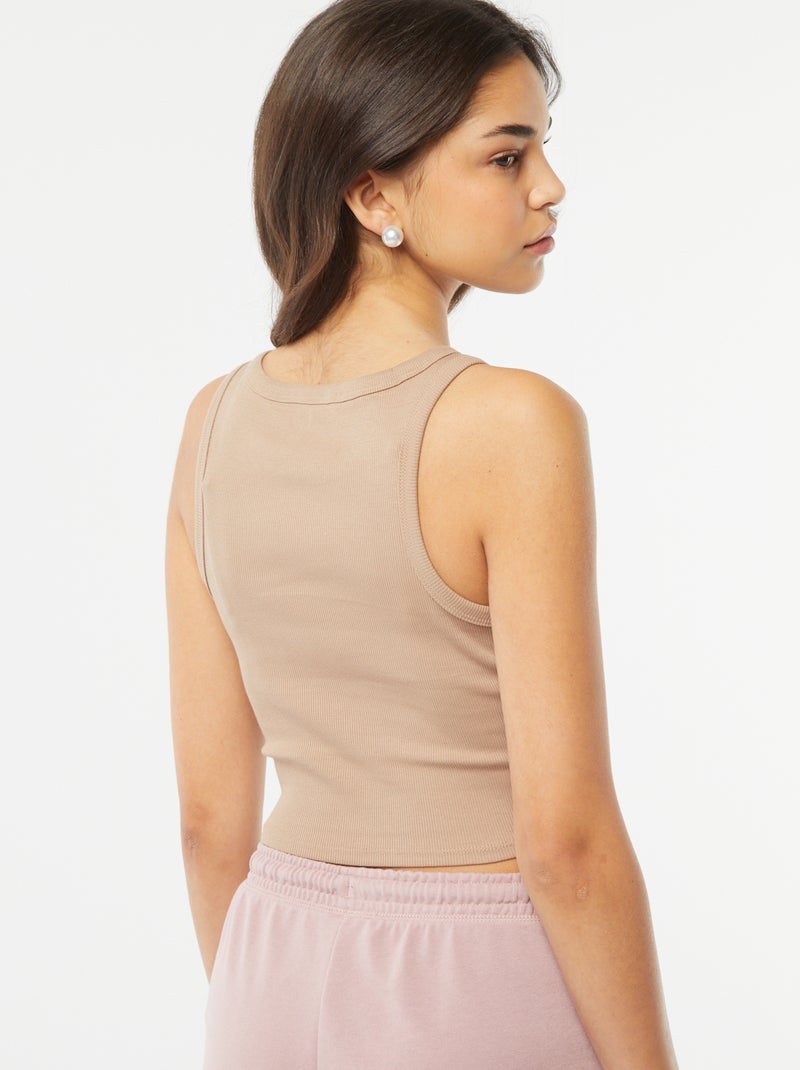 Camiseta de tirantes con cuello americano BEIGE - Kiabi