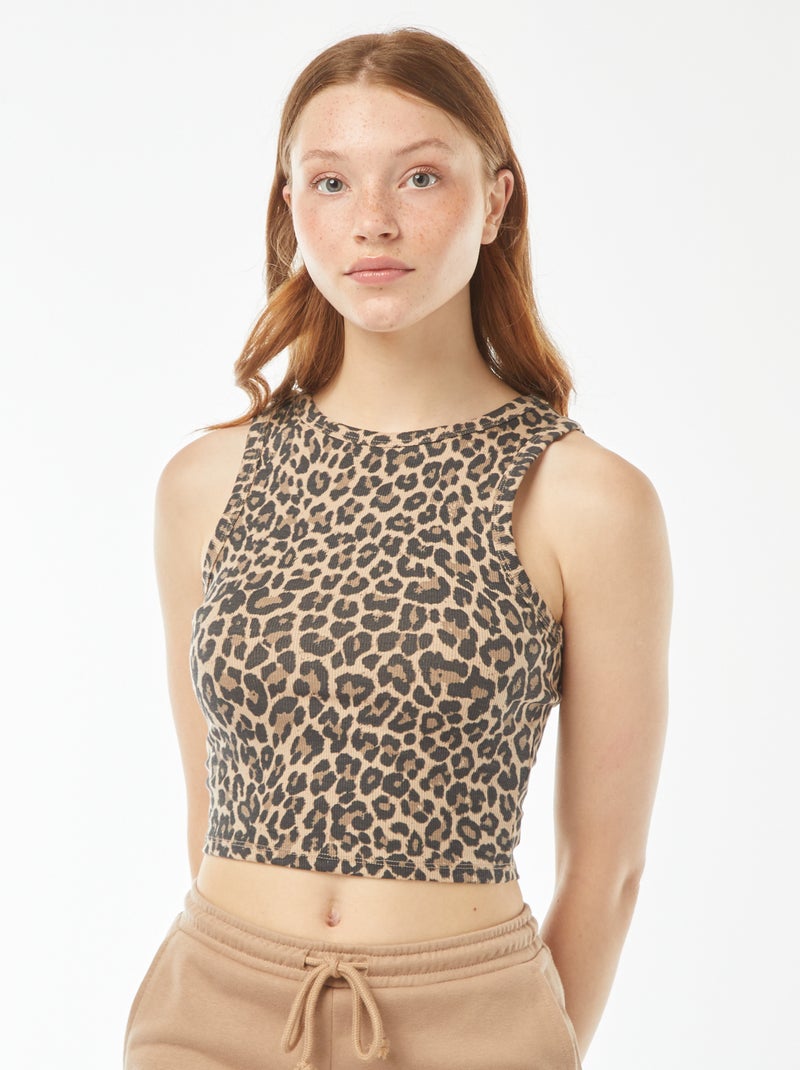 Camiseta de tirantes con cuello americano Beige - Kiabi