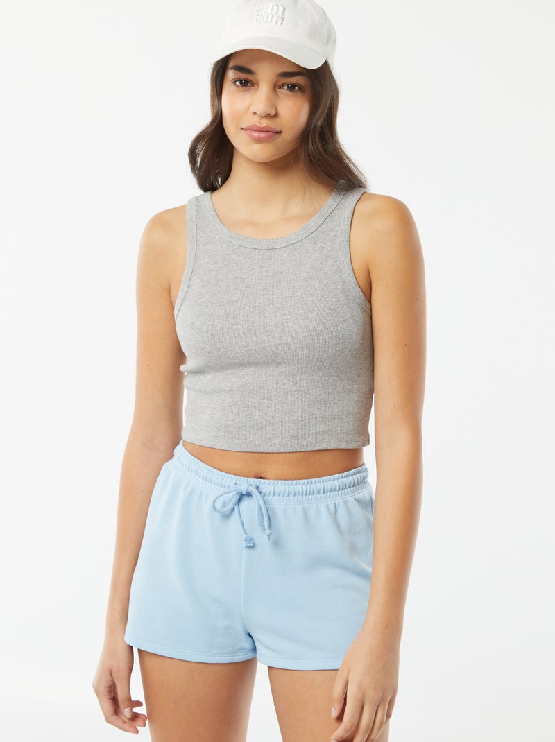 Camiseta de tirantes con cuello americano Gris - Kiabi