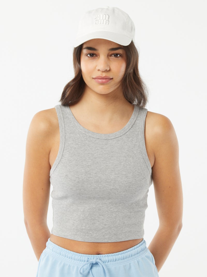 Camiseta de tirantes con cuello americano Gris - Kiabi