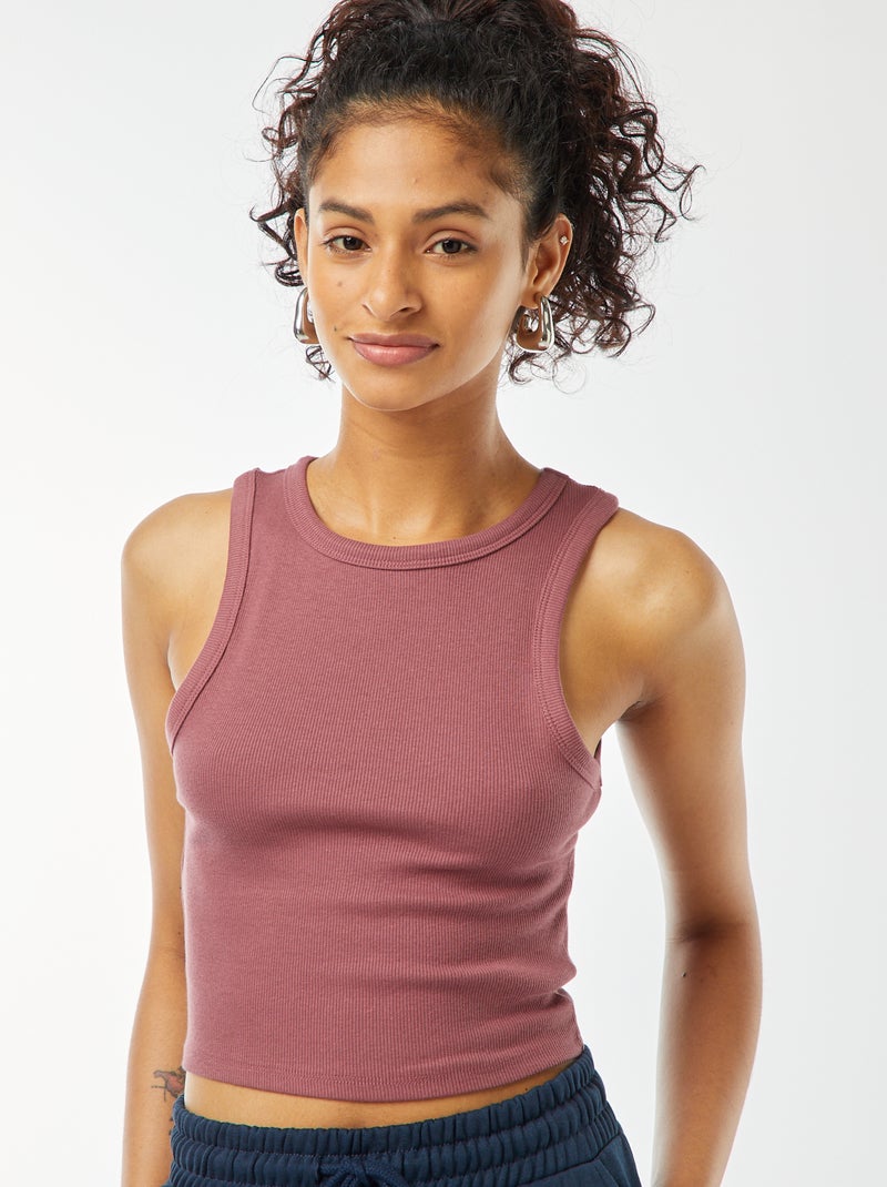 Camiseta de tirantes con cuello americano Rosa - Kiabi