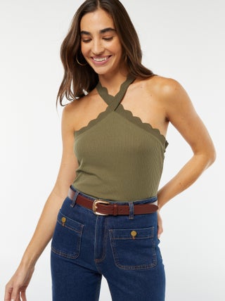 Camiseta de tirantes con cuello cruzado