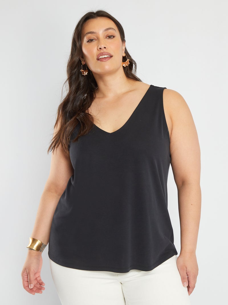 Camiseta de tirantes con cuello de pico Negro - Kiabi