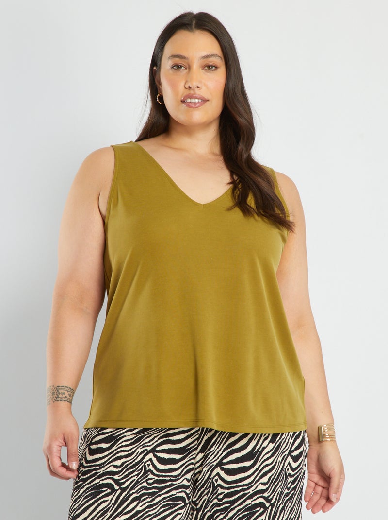 Camiseta de tirantes con cuello de pico VERDE - Kiabi