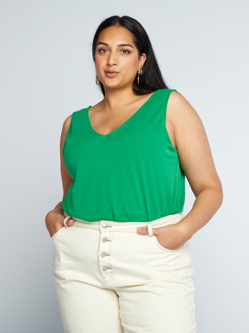 Camiseta de tirantes con cuello de pico VERDE - Kiabi