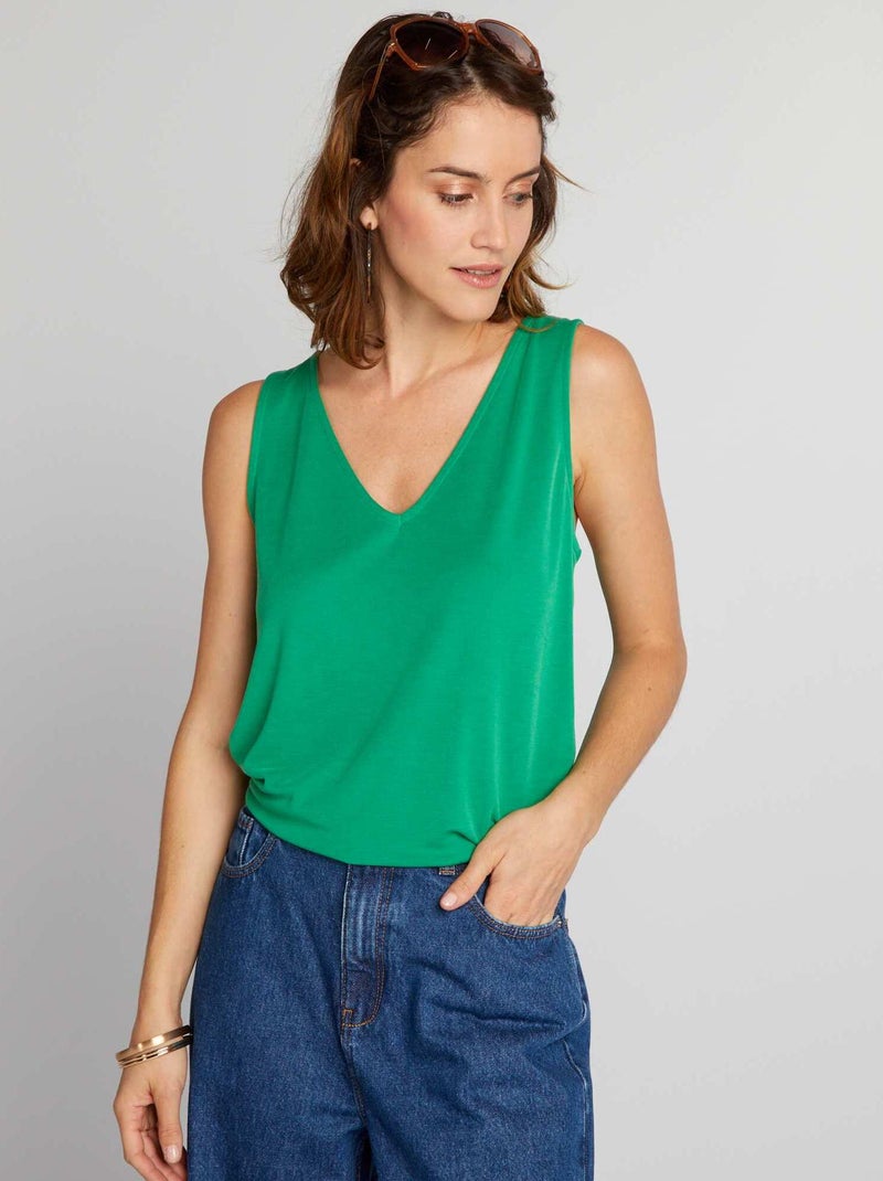 Camiseta de tirantes con cuello de pico VERDE - Kiabi