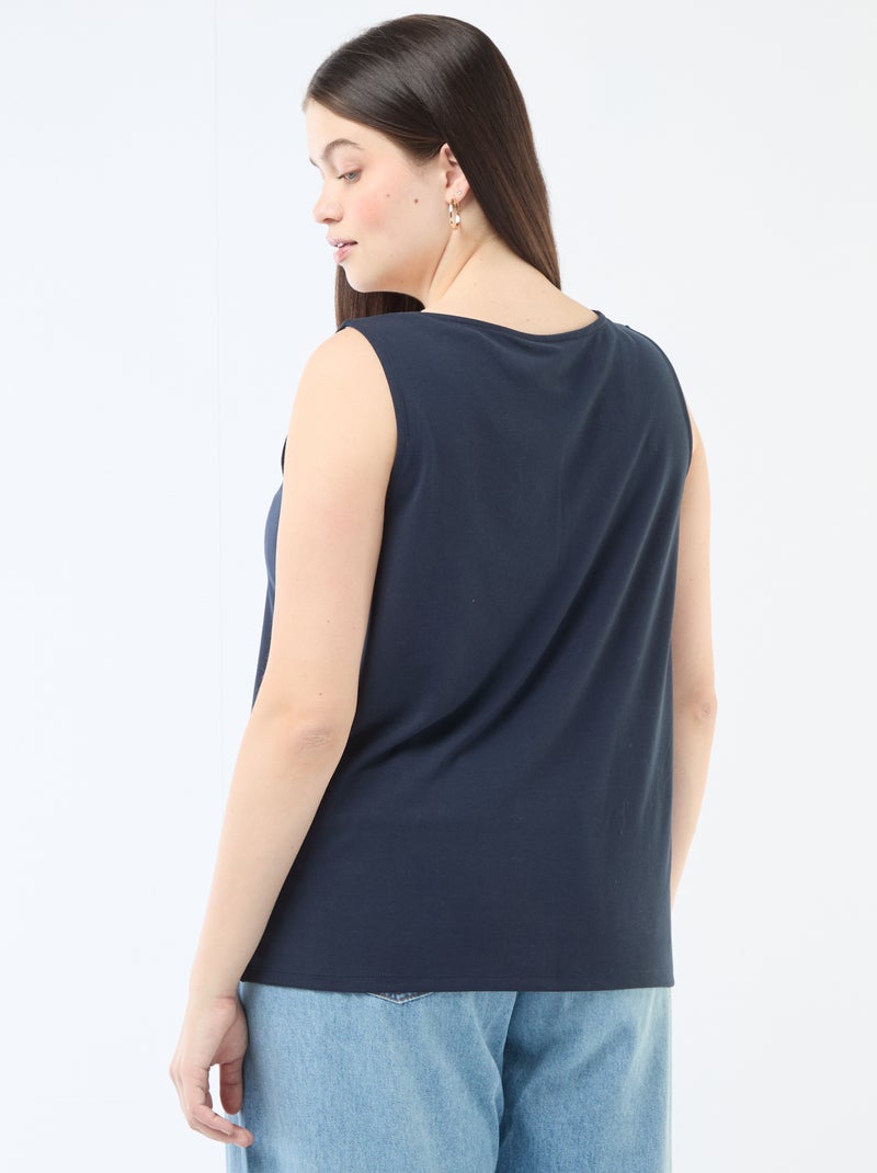 Camiseta de tirantes con cuello en pico y encaje Azul - Kiabi