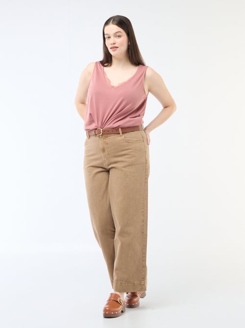 Camiseta de tirantes con cuello en pico y encaje - Kiabi