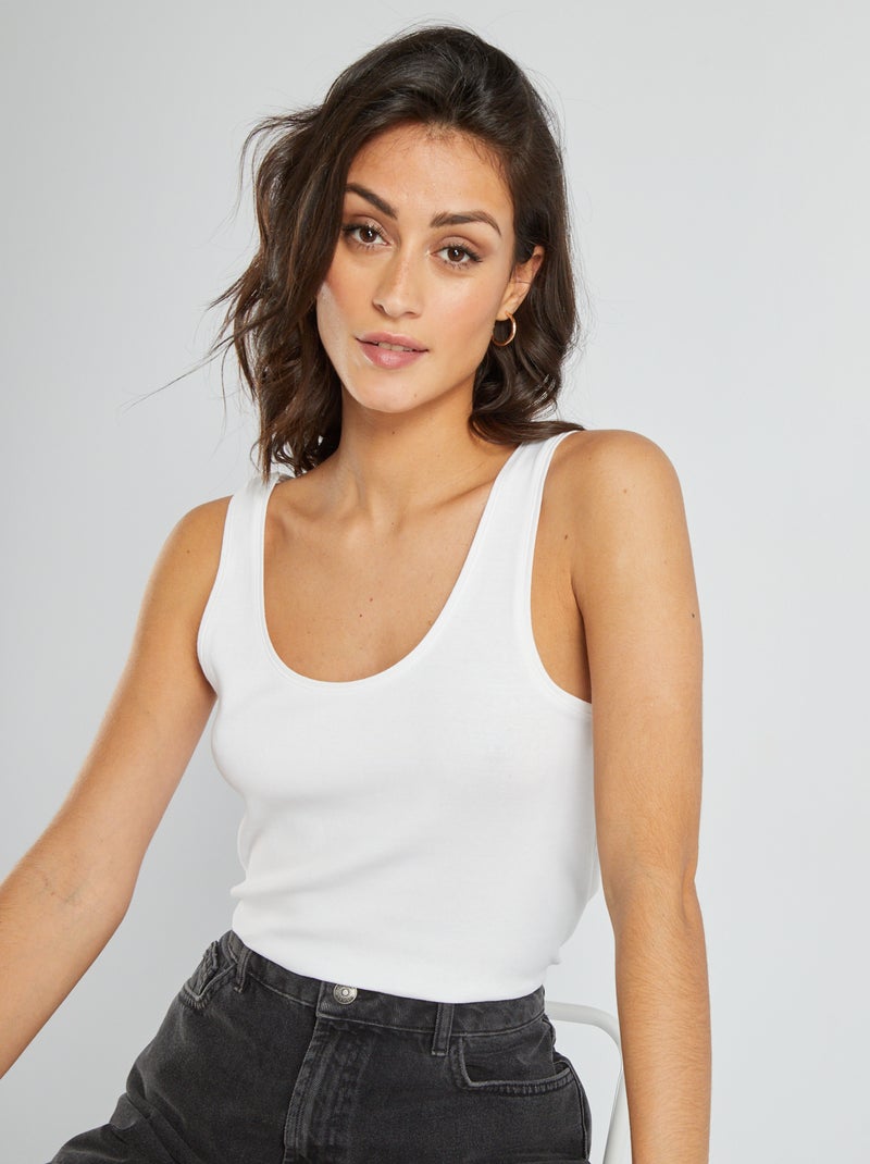 Camiseta de tirantes con cuello en U Blanco - Kiabi
