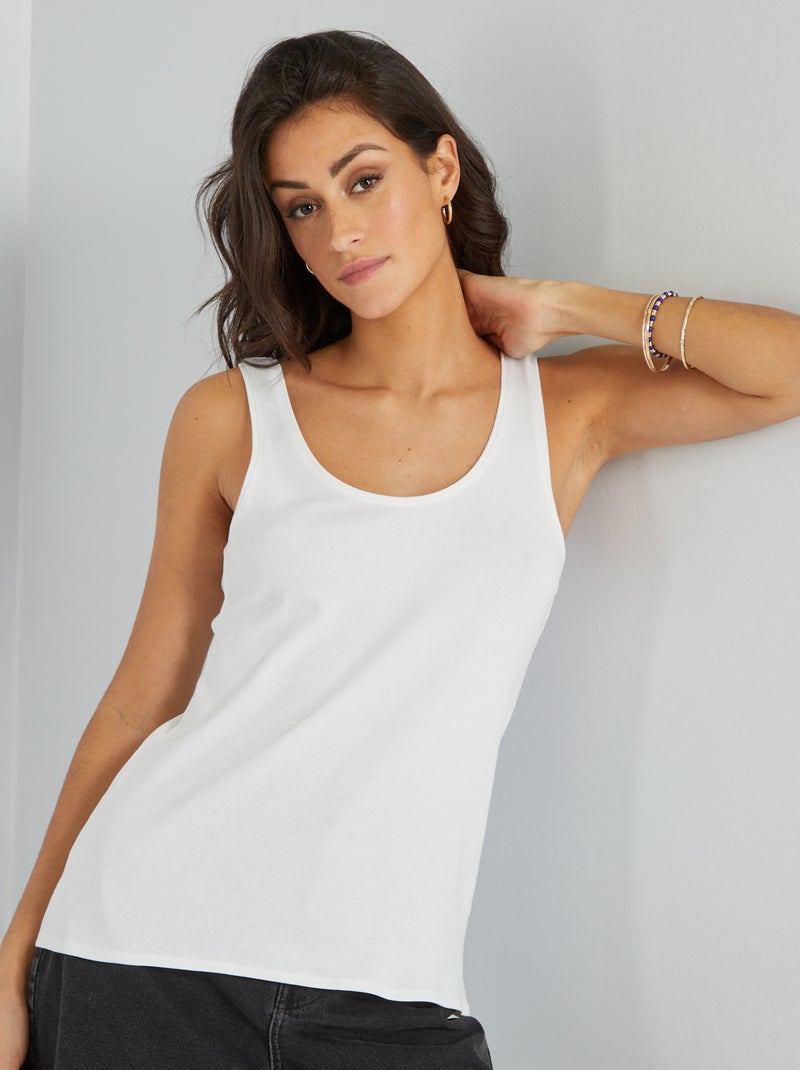 Camiseta de tirantes con cuello en U Blanco - Kiabi