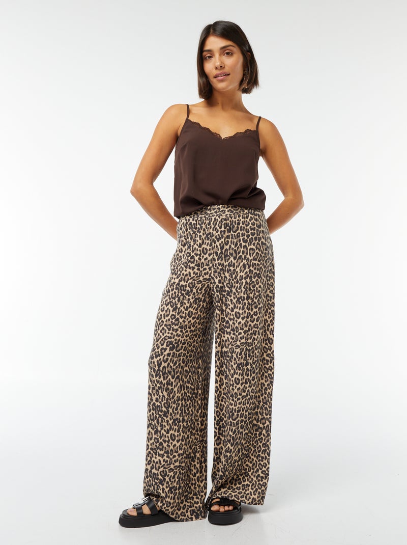Camiseta de tirantes con encaje en el cuello Marron - Kiabi
